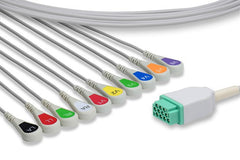 Cable EKG de 10 latiguillos de una pieza compatible con GE Marquette.